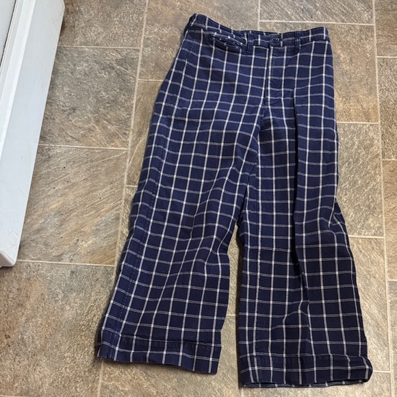 Madewell Navy Plaid Pants - Picture 1 of 1